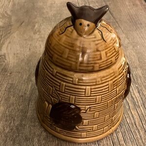 Ceramic Brown Beehive Bugs Sugar Jar